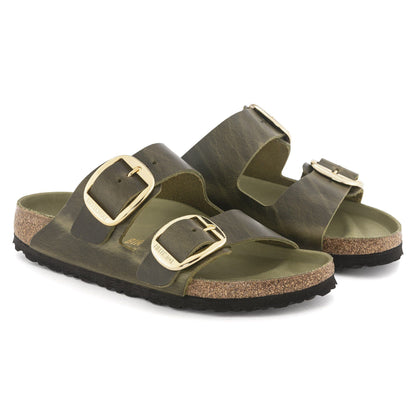 Arizona Big Buckle | Oiled Leather | Olive Green - sandals - Birkenstock