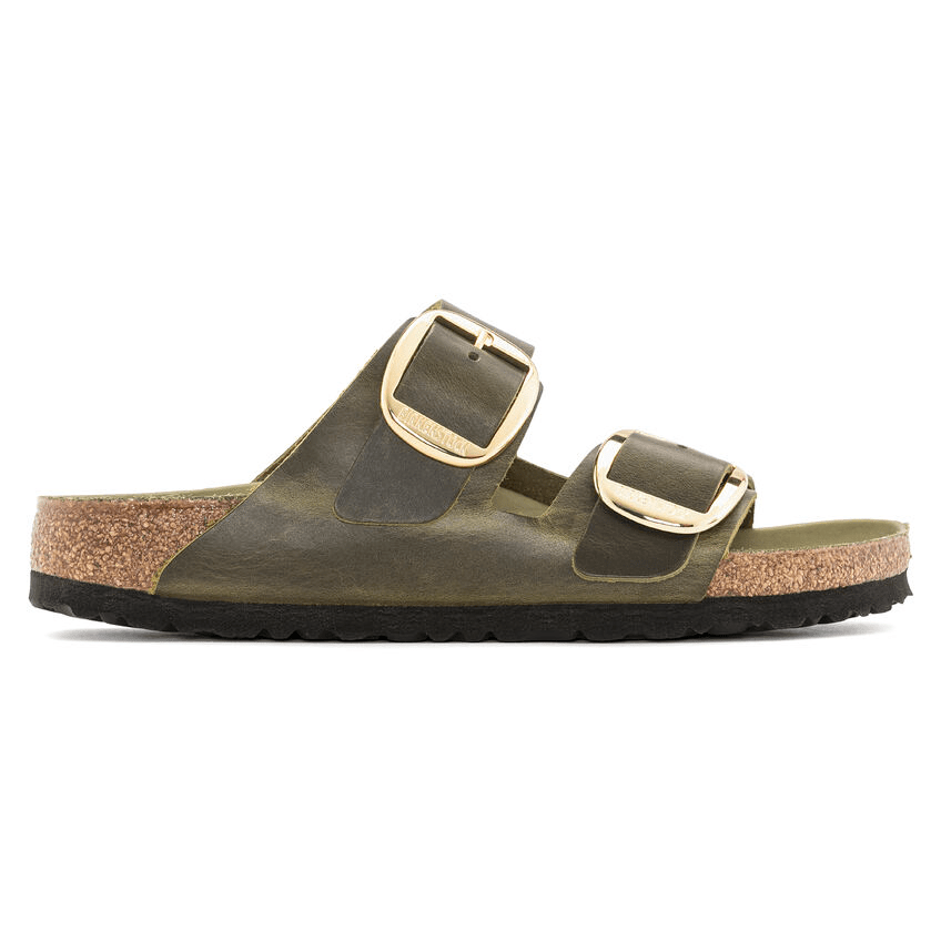 Arizona Big Buckle | Oiled Leather | Olive Green - Sandals - Birkenstock