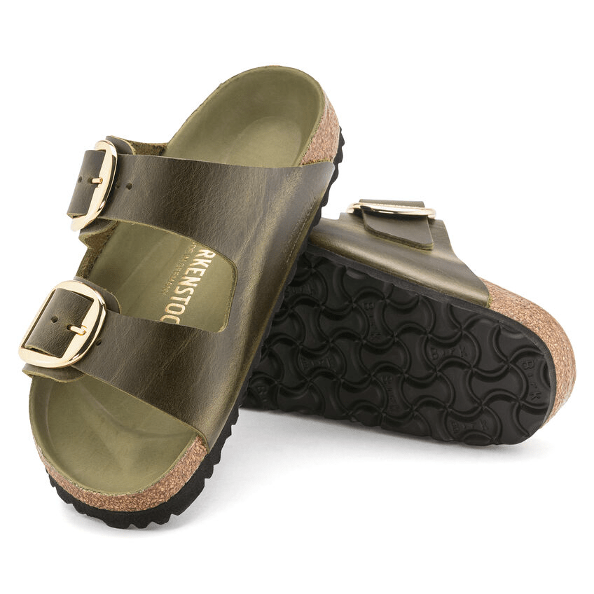 Arizona Big Buckle | Oiled Leather | Olive Green - Sandals - Birkenstock