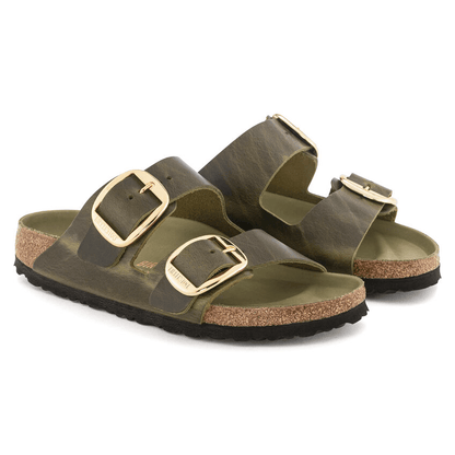 Arizona Big Buckle | Oiled Leather | Olive Green - Sandals - Birkenstock