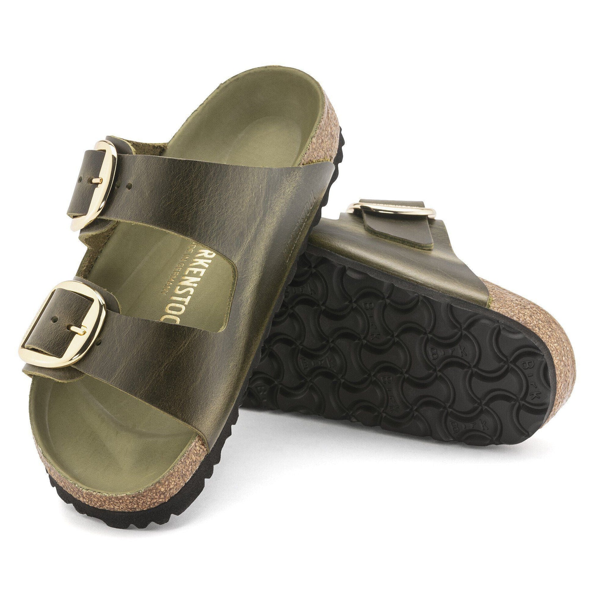 Arizona Big Buckle | Oiled Leather | Olive Green - sandals - Birkenstock
