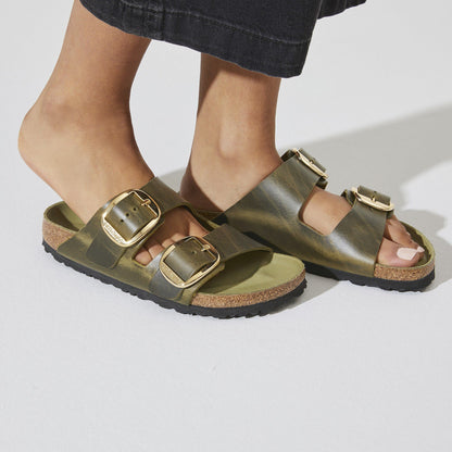Arizona Big Buckle | Oiled Leather | Olive Green - sandals - Birkenstock