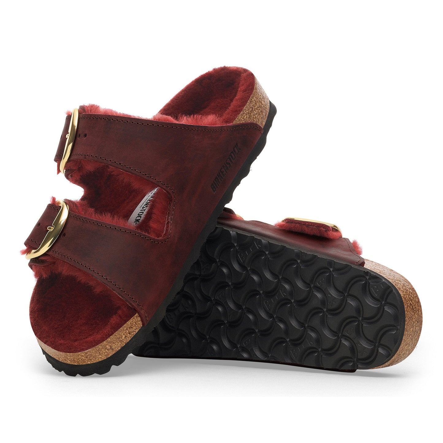 Arizona Big Buckle | Oiled Leather/Shearling | Zinfandel - Sandals - Birkenstock