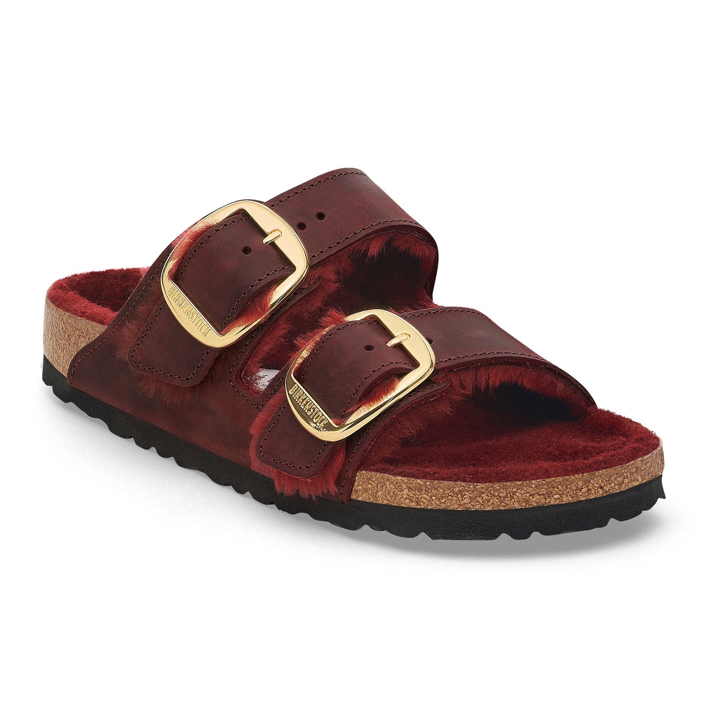 Arizona Big Buckle | Oiled Leather/Shearling | Zinfandel - Sandals - Birkenstock