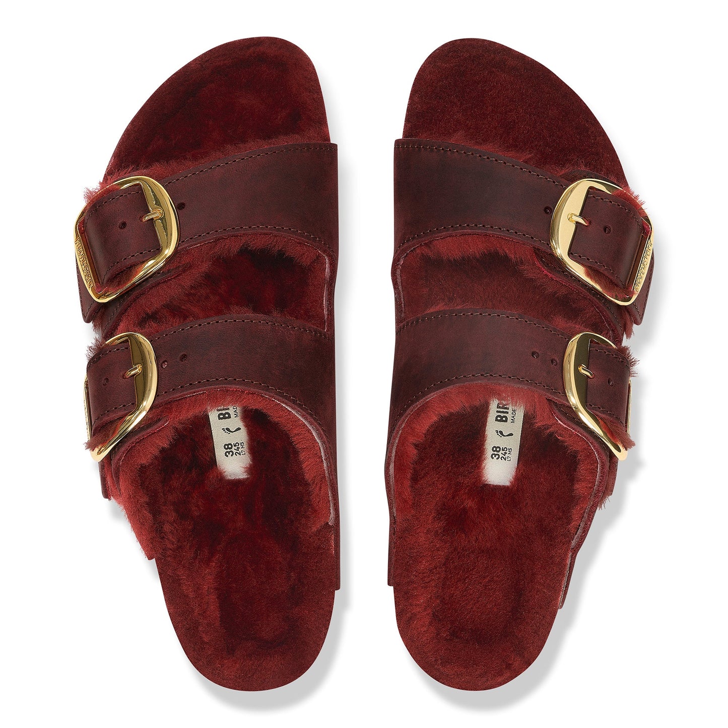 Arizona Big Buckle | Oiled Leather/Shearling | Zinfandel - Sandals - Birkenstock