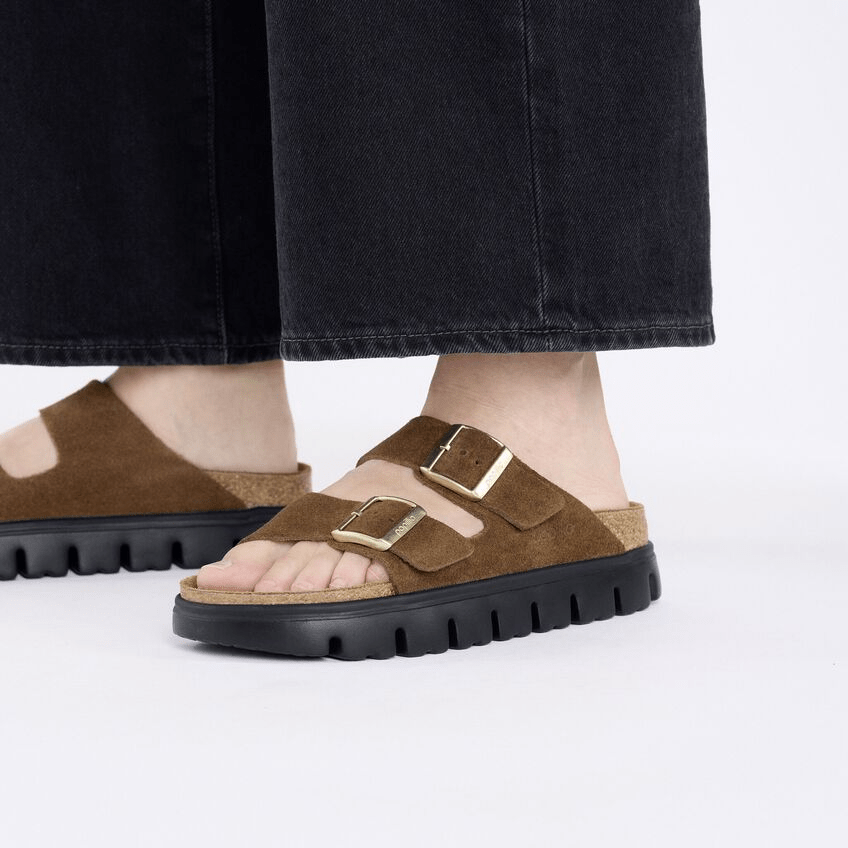 Arizona Chunky | Suede | Dark Tea/Black - Sandals - Birkenstock