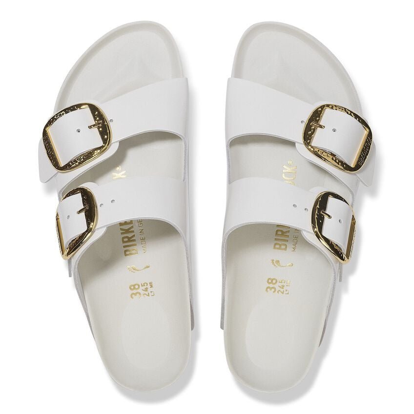 Arizona Hammered Big Buckle | High - Shine Patent Leather | Antique White - Sandals - Birkenstock