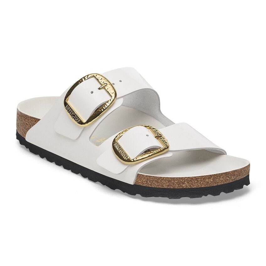 Arizona Hammered Big Buckle | High - Shine Patent Leather | Antique White - Sandals - Birkenstock