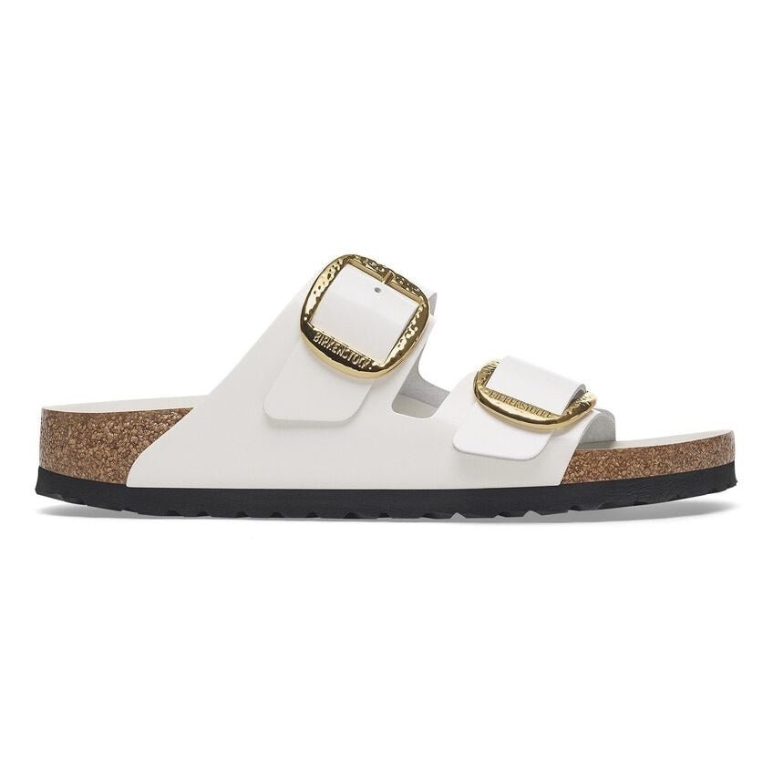 Arizona Hammered Big Buckle | High - Shine Patent Leather | Antique White - Sandals - Birkenstock