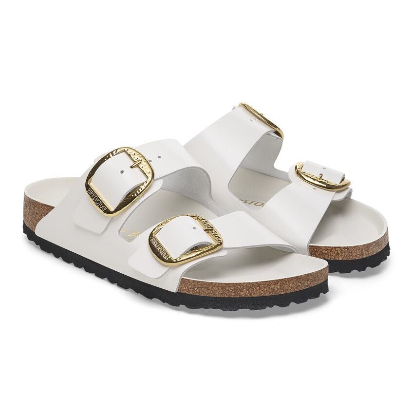 Arizona Hammered Big Buckle | High - Shine Patent Leather | Antique White - Sandals - Birkenstock