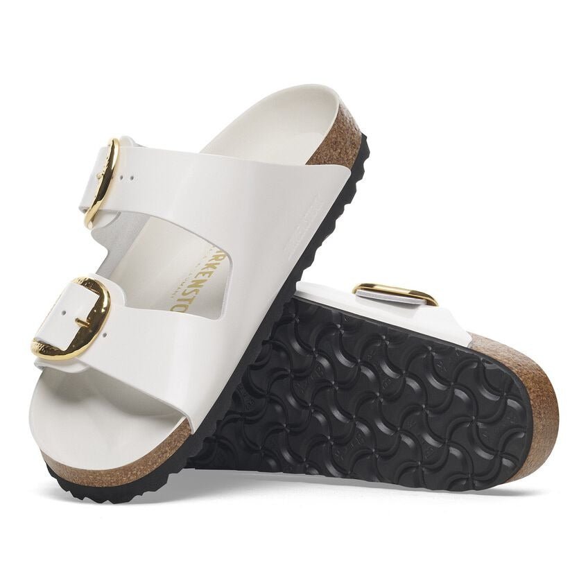 Arizona Hammered Big Buckle | High - Shine Patent Leather | Antique White - Sandals - Birkenstock