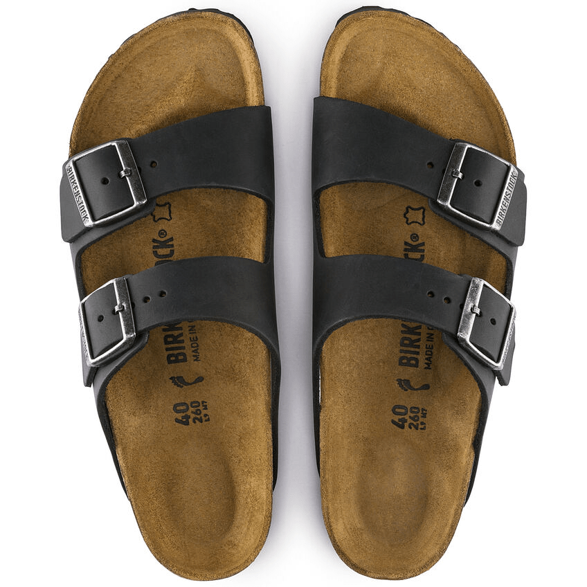 Arizona | Oiled Leather | Black - Sandals - Birkenstock