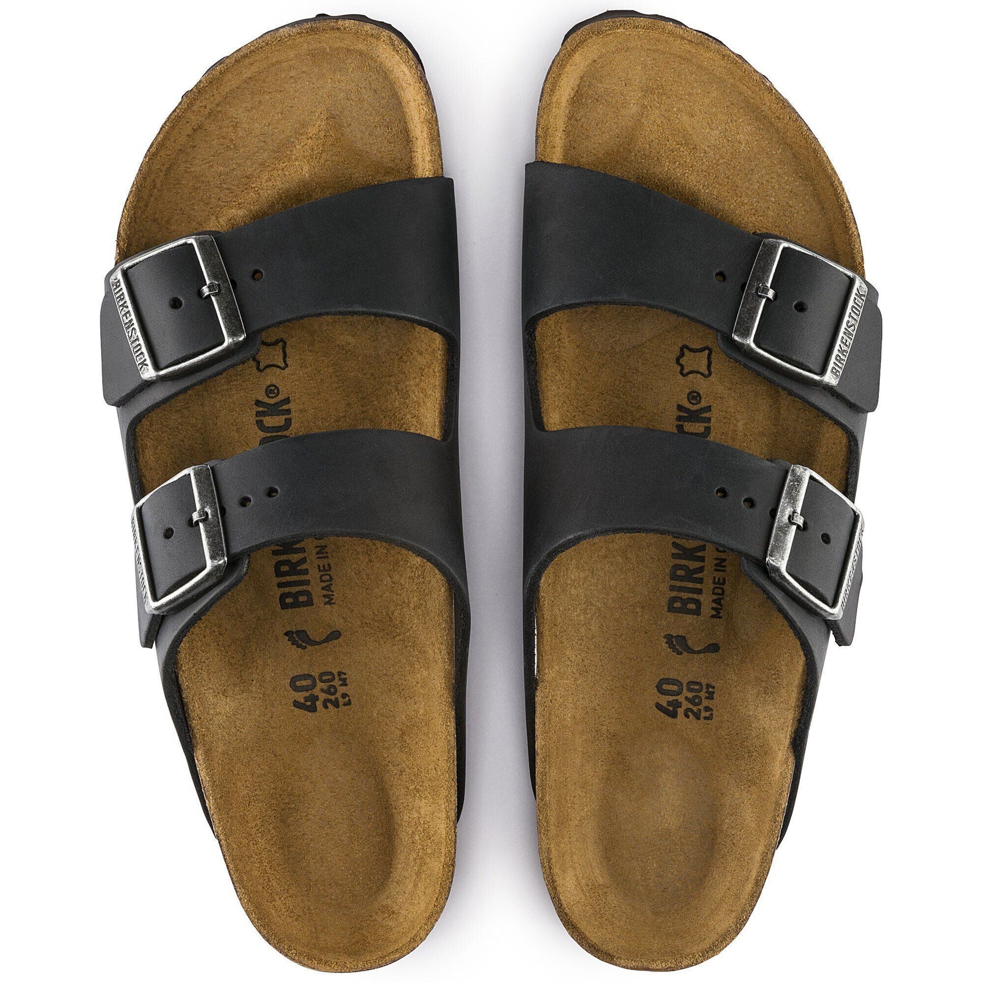 Arizona | Oiled Leather | Black - sandals - Birkenstock