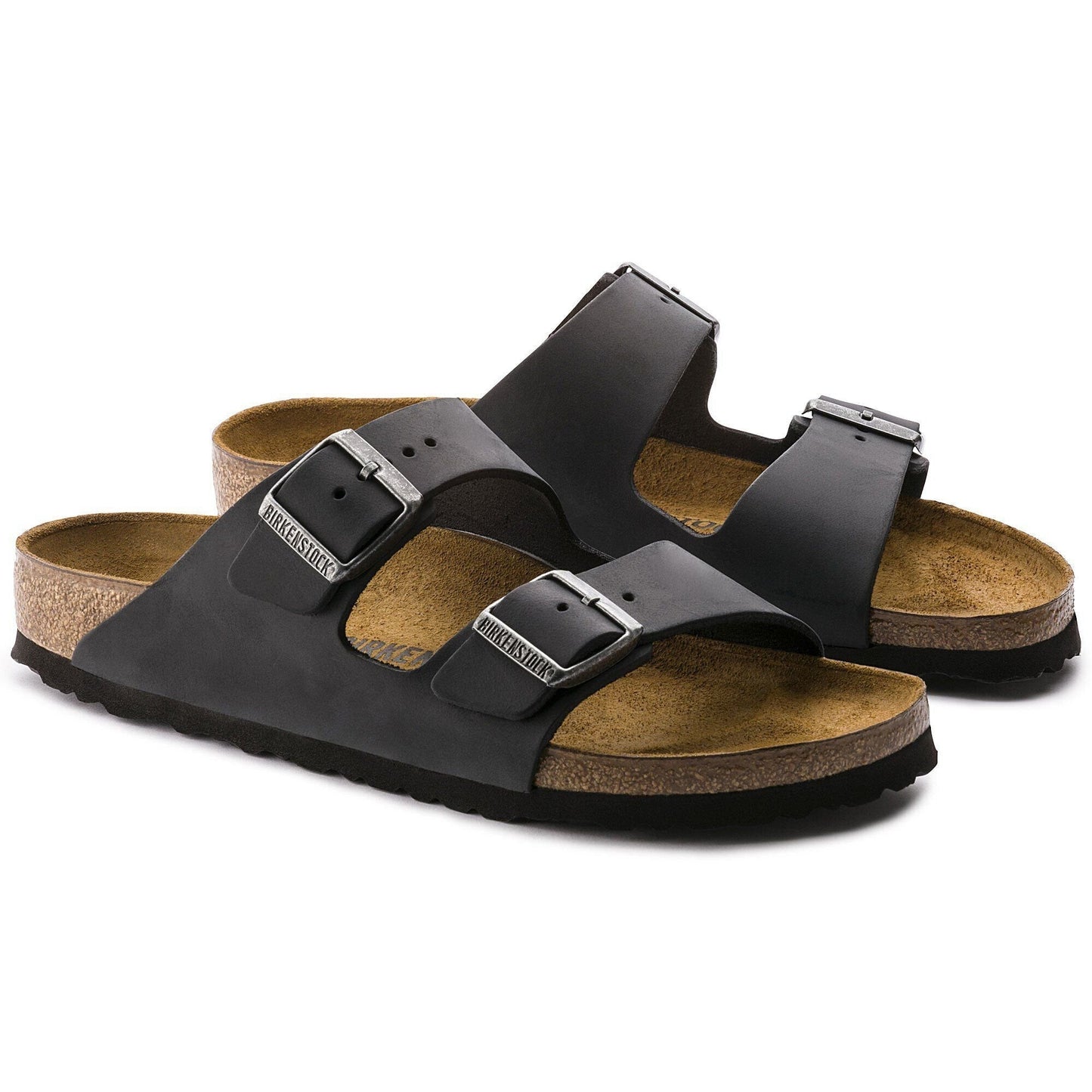 Arizona | Oiled Leather | Black - sandals - Birkenstock