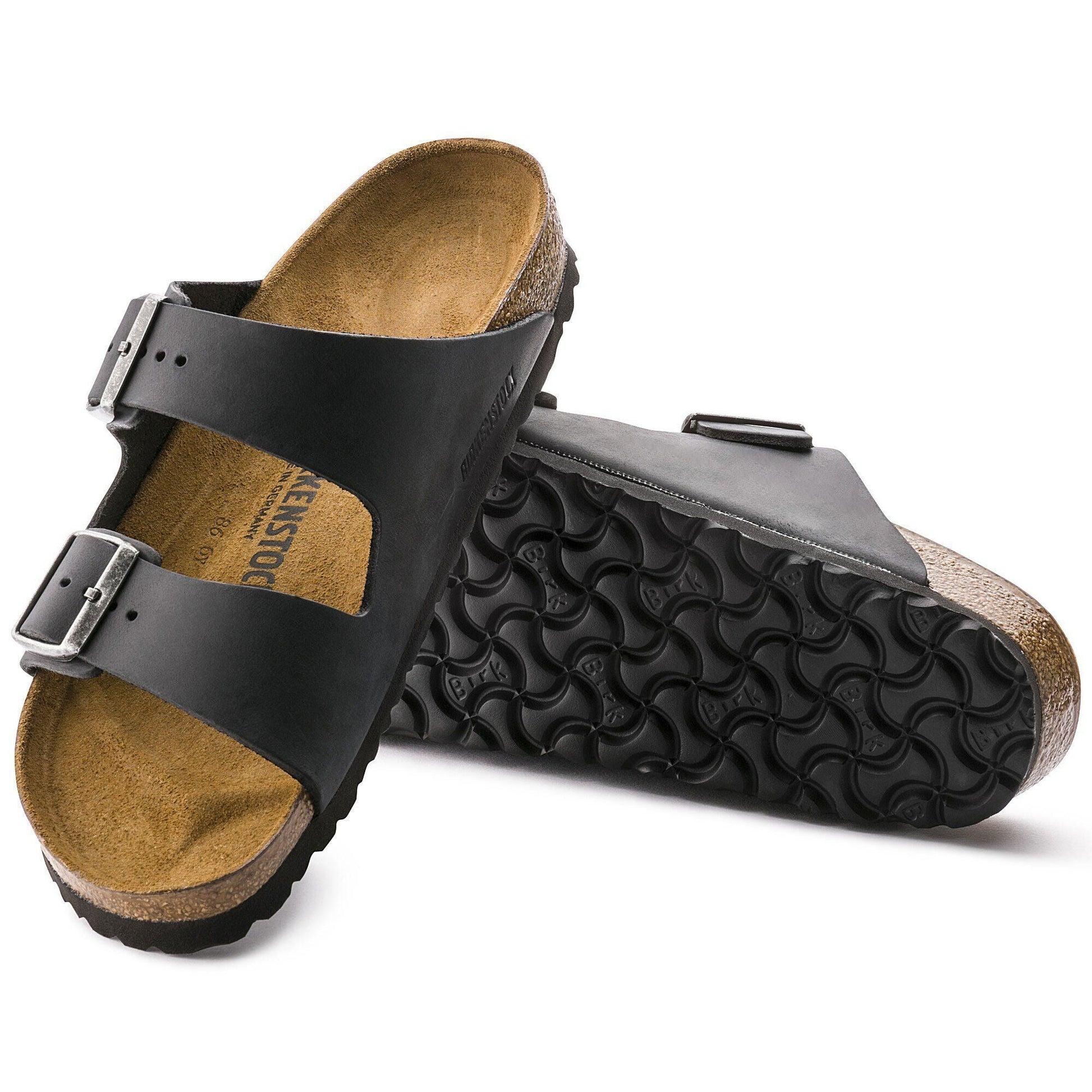 Arizona | Oiled Leather | Black - sandals - Birkenstock