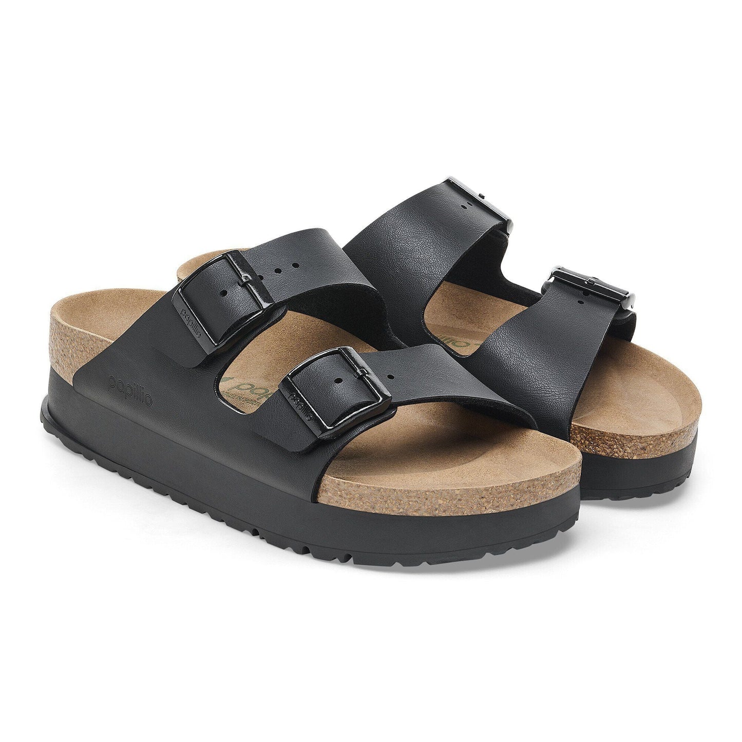 Arizona Platform | Vegan | Birko - Flor | Black - sandals - Birkenstock