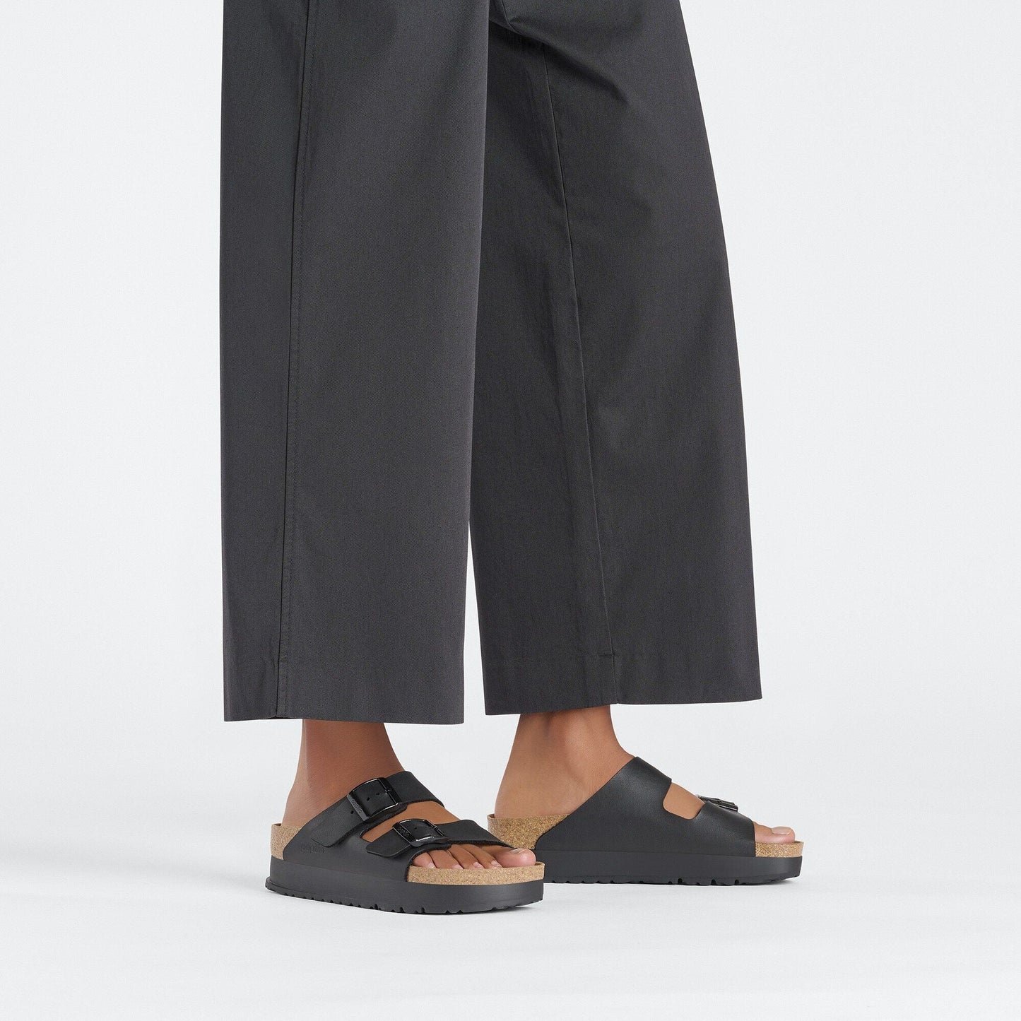 Arizona Platform | Vegan | Birko - Flor | Black - sandals - Birkenstock