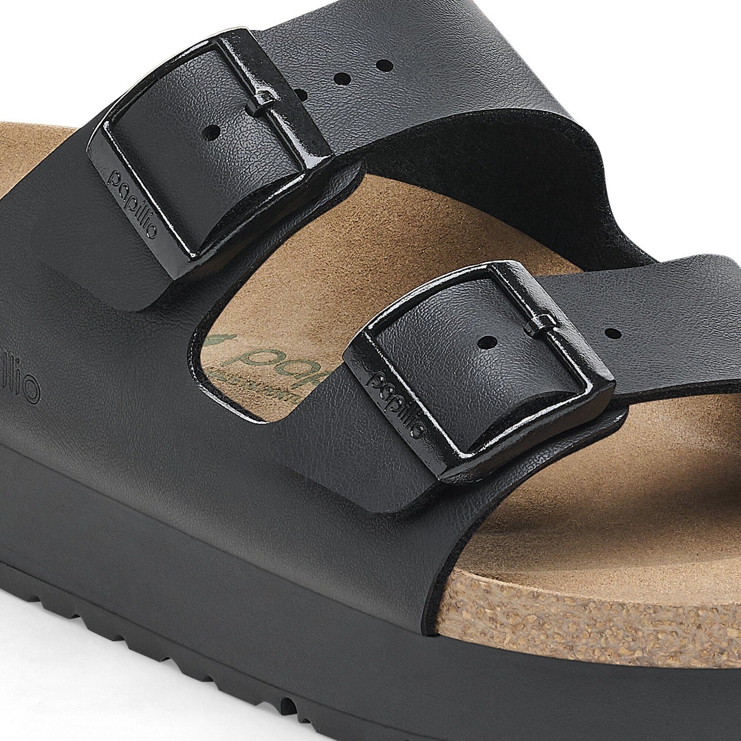 Arizona Platform | Vegan | Birko - Flor | Black - sandals - Birkenstock