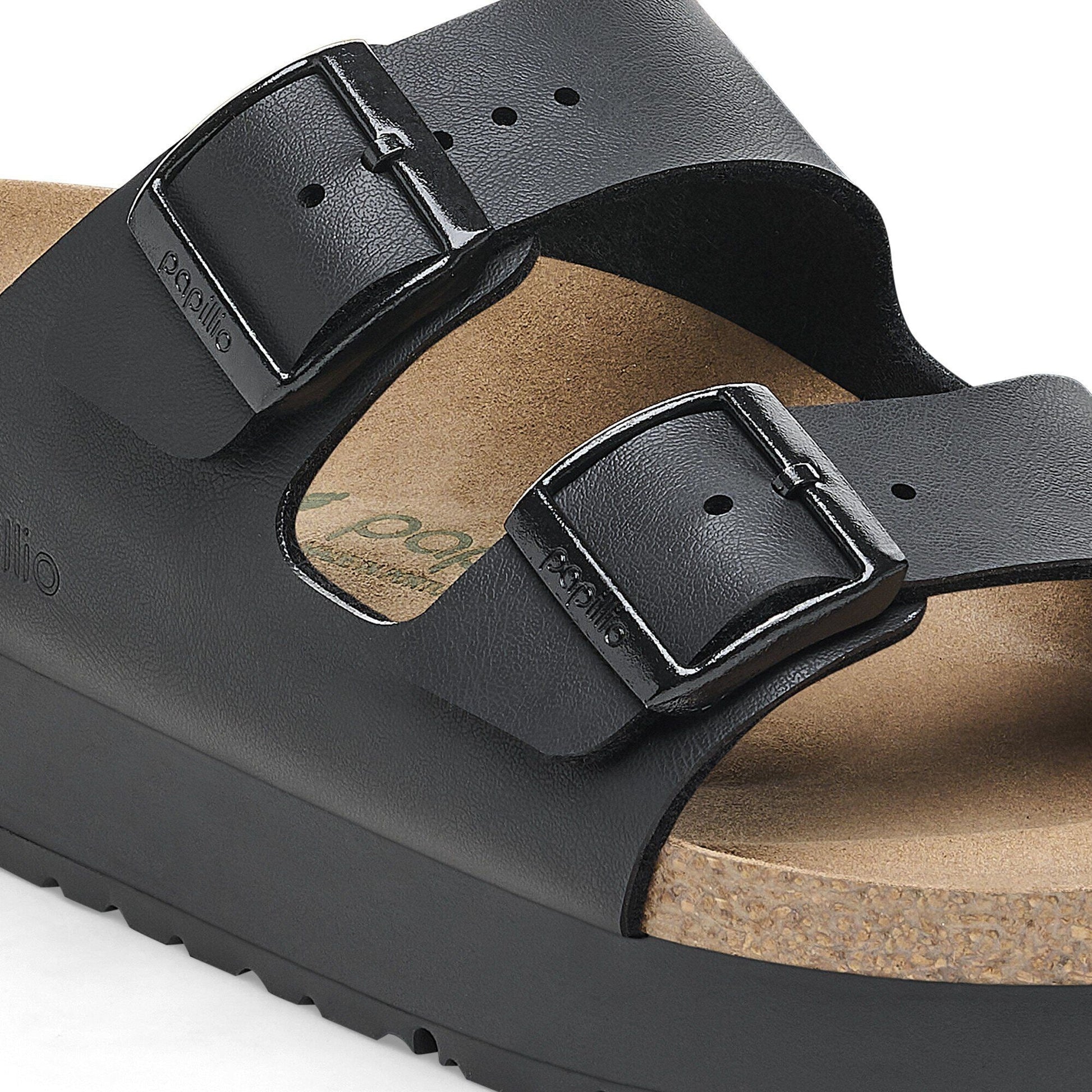 Arizona Platform | Vegan | Birko - Flor | Black - sandals - Birkenstock