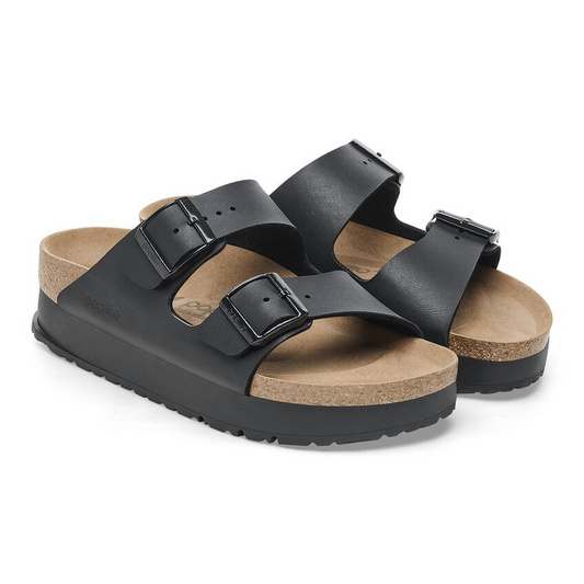 Arizona Platform | Vegan | Birko - Flor | Black - Sandals - Birkenstock