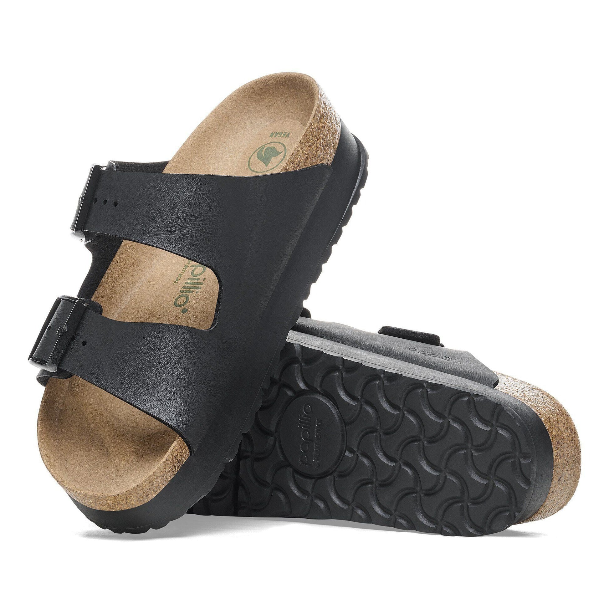 Arizona Platform | Vegan | Birko - Flor | Black - sandals - Birkenstock