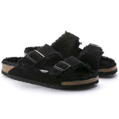 Arizona Shearling | Suede | Black - sandals - Birkenstock