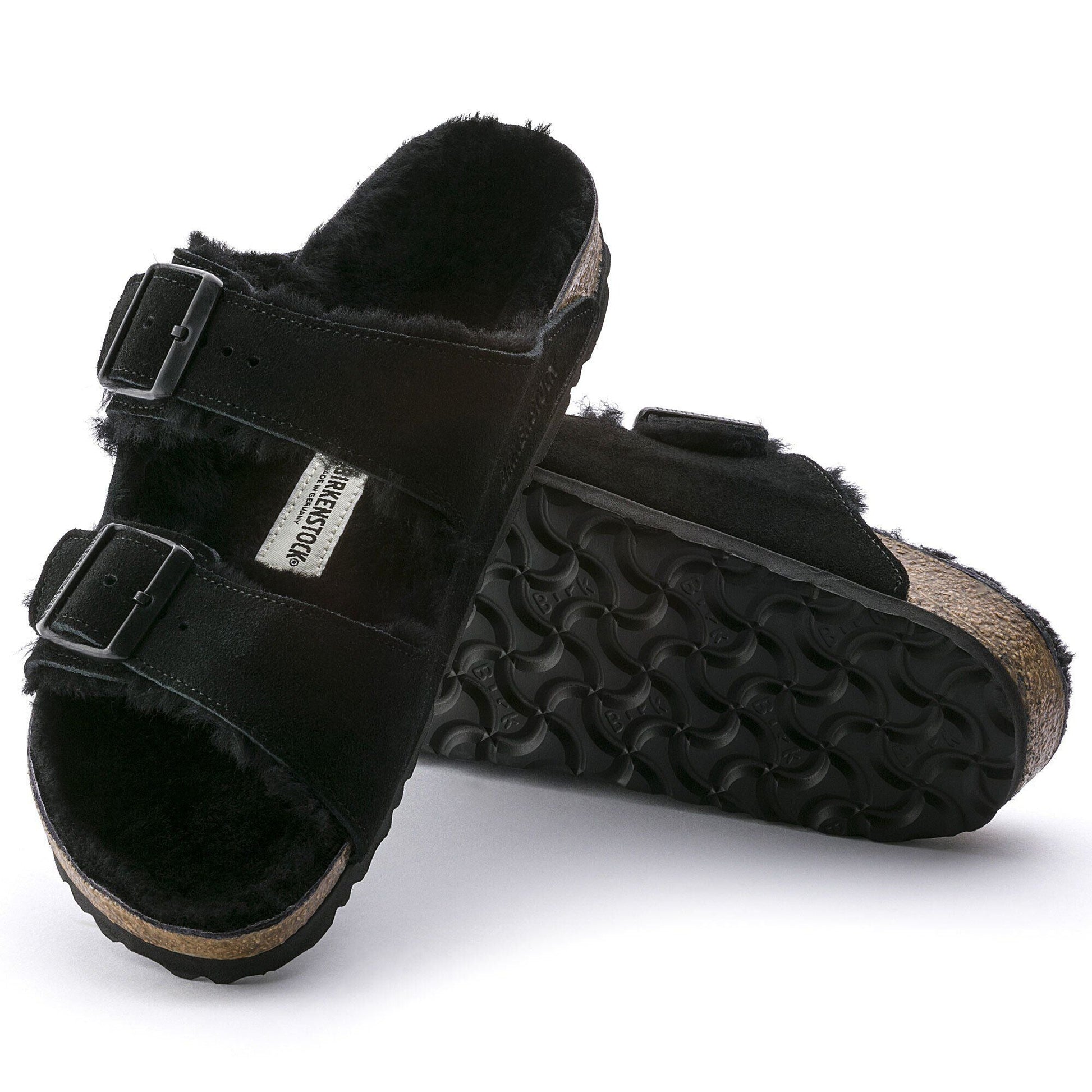 Arizona Shearling | Suede | Black - sandals - Birkenstock