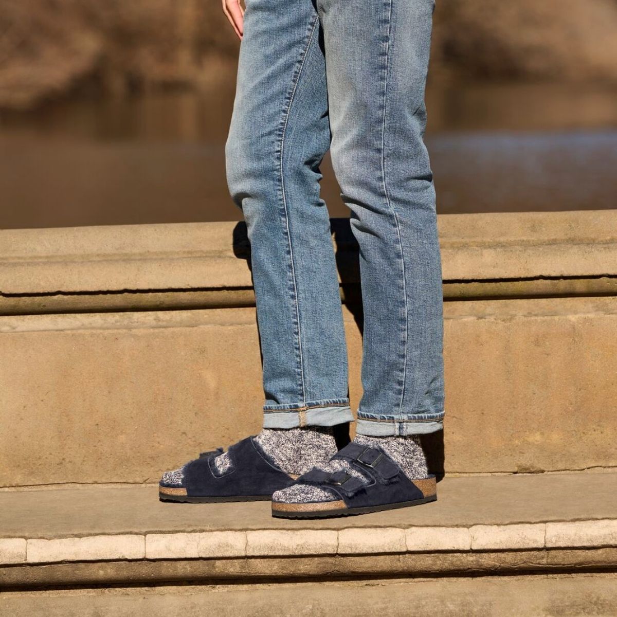 Arizona Shearling | Suede | Midnight Blue - sandals - Birkenstock