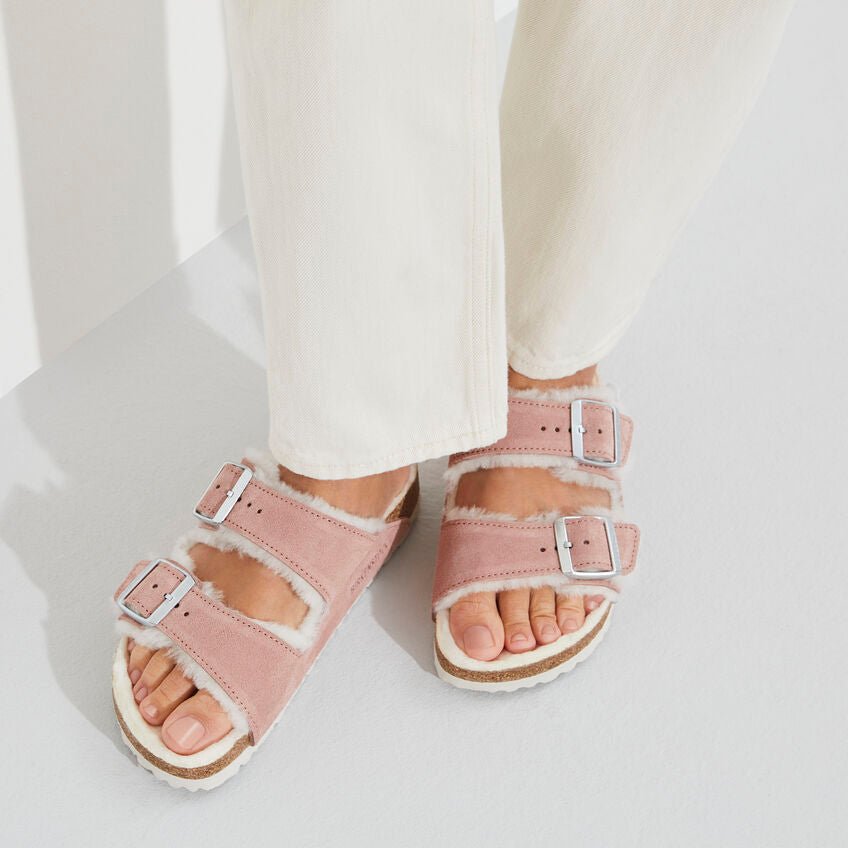 Arizona Shearling | Suede | Pink Clay - Sandals - Birkenstock