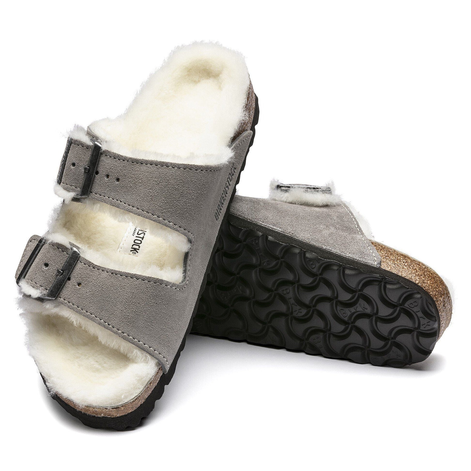 Arizona Shearling | Suede | Stone Coin - sandals - Birkenstock