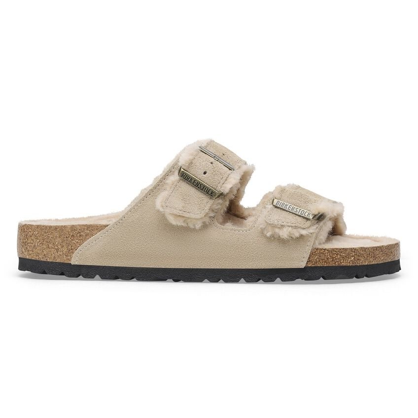 Arizona Shearling | Suede | Taupe - Sandals - Birkenstock