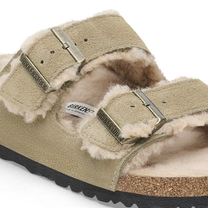 Arizona Shearling | Suede | Taupe - sandals - Birkenstock
