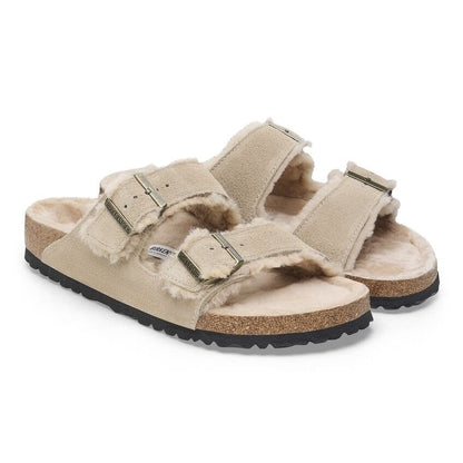 Arizona Shearling | Suede | Taupe - Sandals - Birkenstock