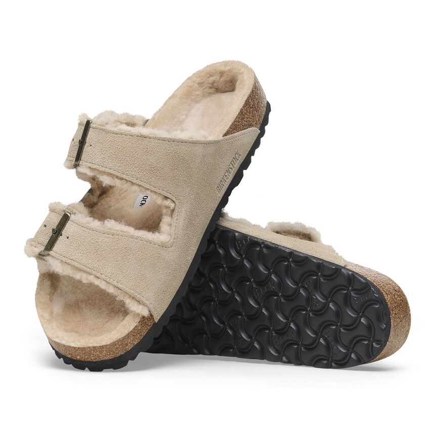 Arizona Shearling | Suede | Taupe - Sandals - Birkenstock