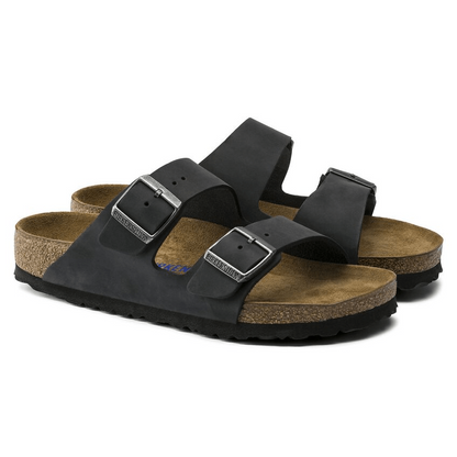 Arizona | Soft Footbed | Oiled Leather | Black - Sandals - Birkenstock