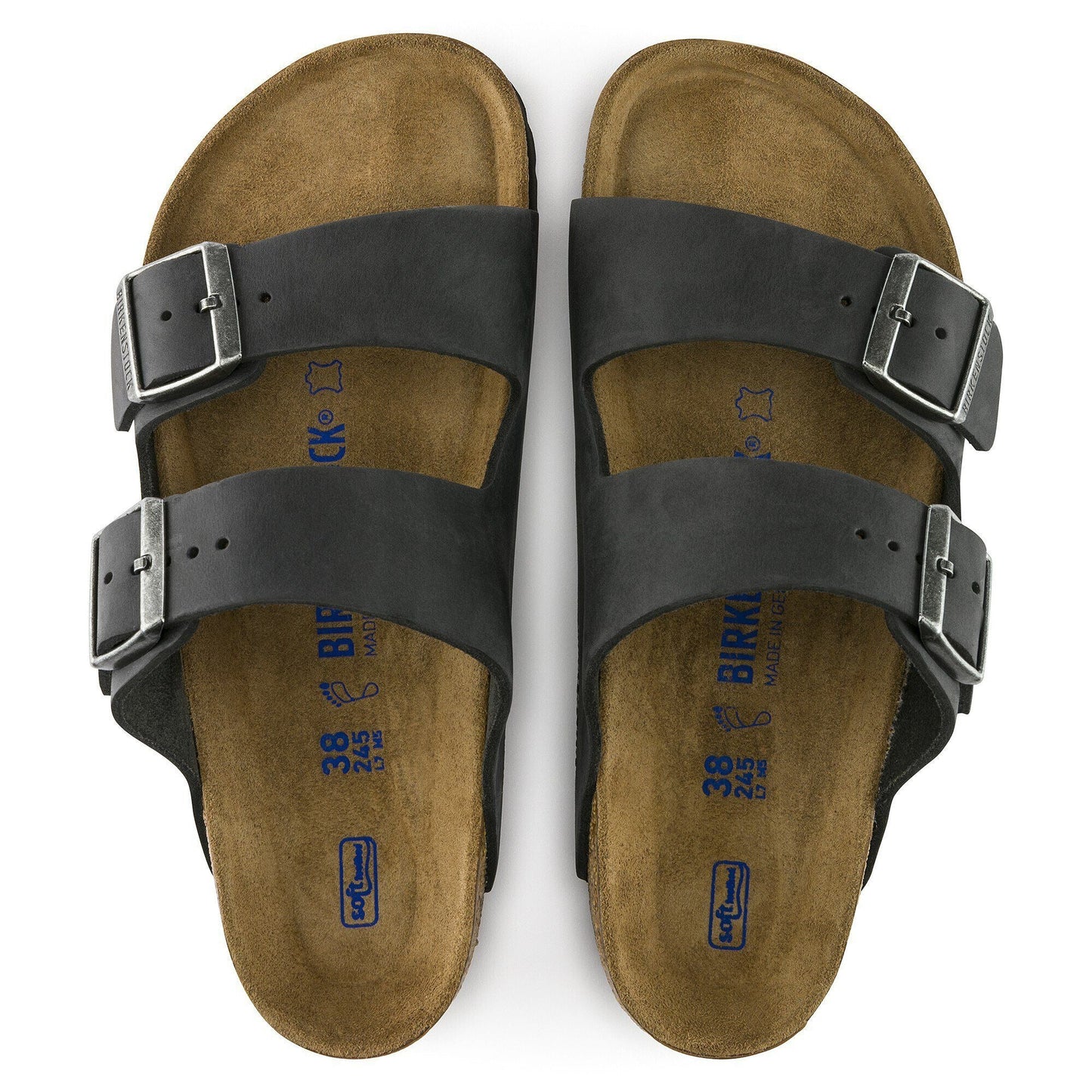 Arizona | Soft Footbed | Oiled Leather | Black - sandals - Birkenstock