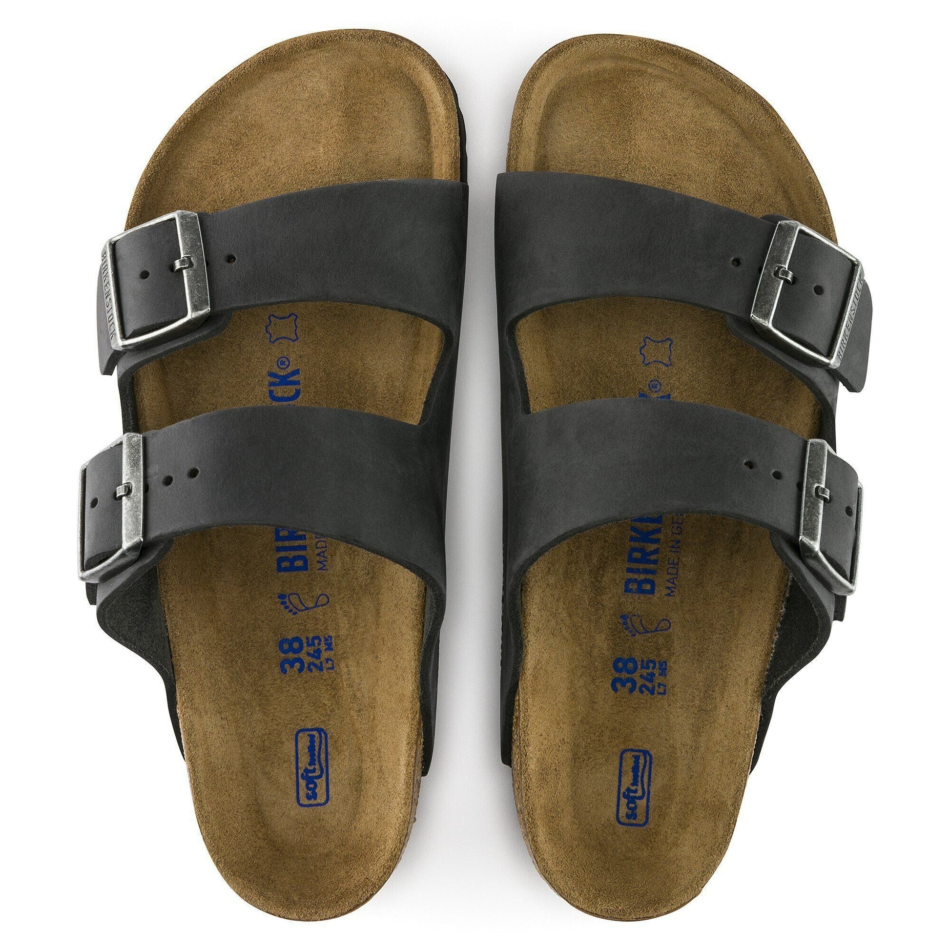 Arizona | Soft Footbed | Oiled Leather | Black - sandals - Birkenstock
