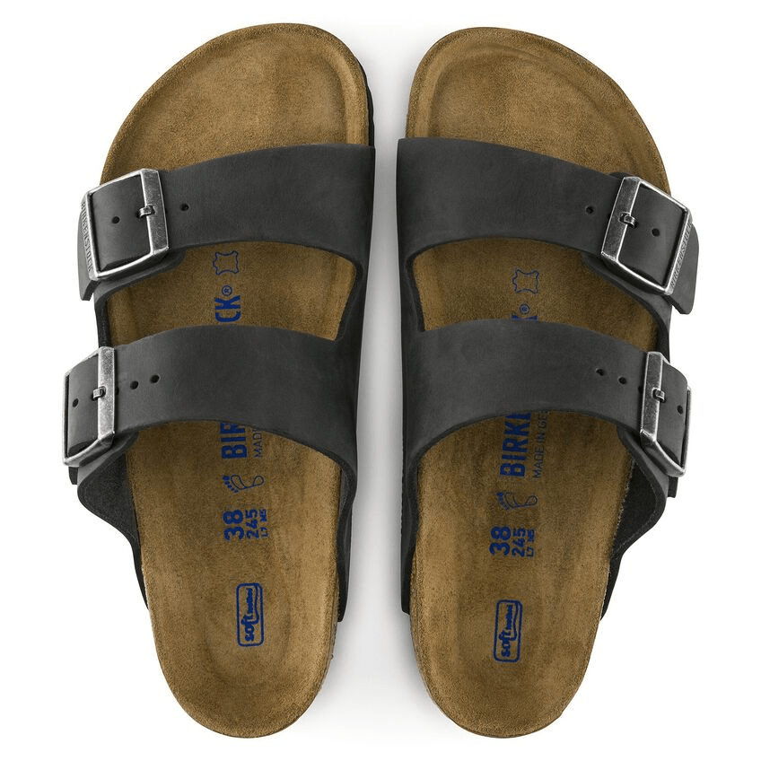 Arizona | Soft Footbed | Oiled Leather | Black - Sandals - Birkenstock