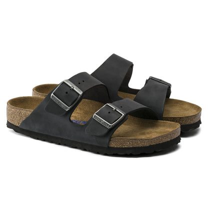 Arizona | Soft Footbed | Oiled Leather | Black - sandals - Birkenstock