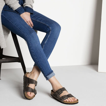 Arizona | Soft Footbed | Oiled Leather | Iron - SANDAL - Birkenstock
