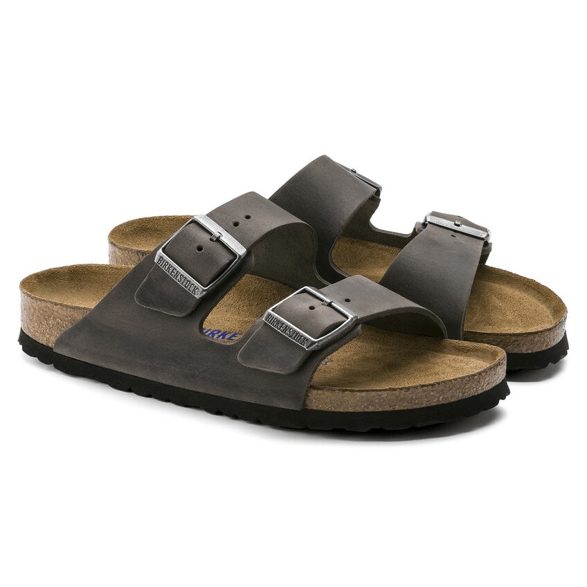 Arizona | Soft Footbed | Oiled Leather | Iron - Sandals - Birkenstock