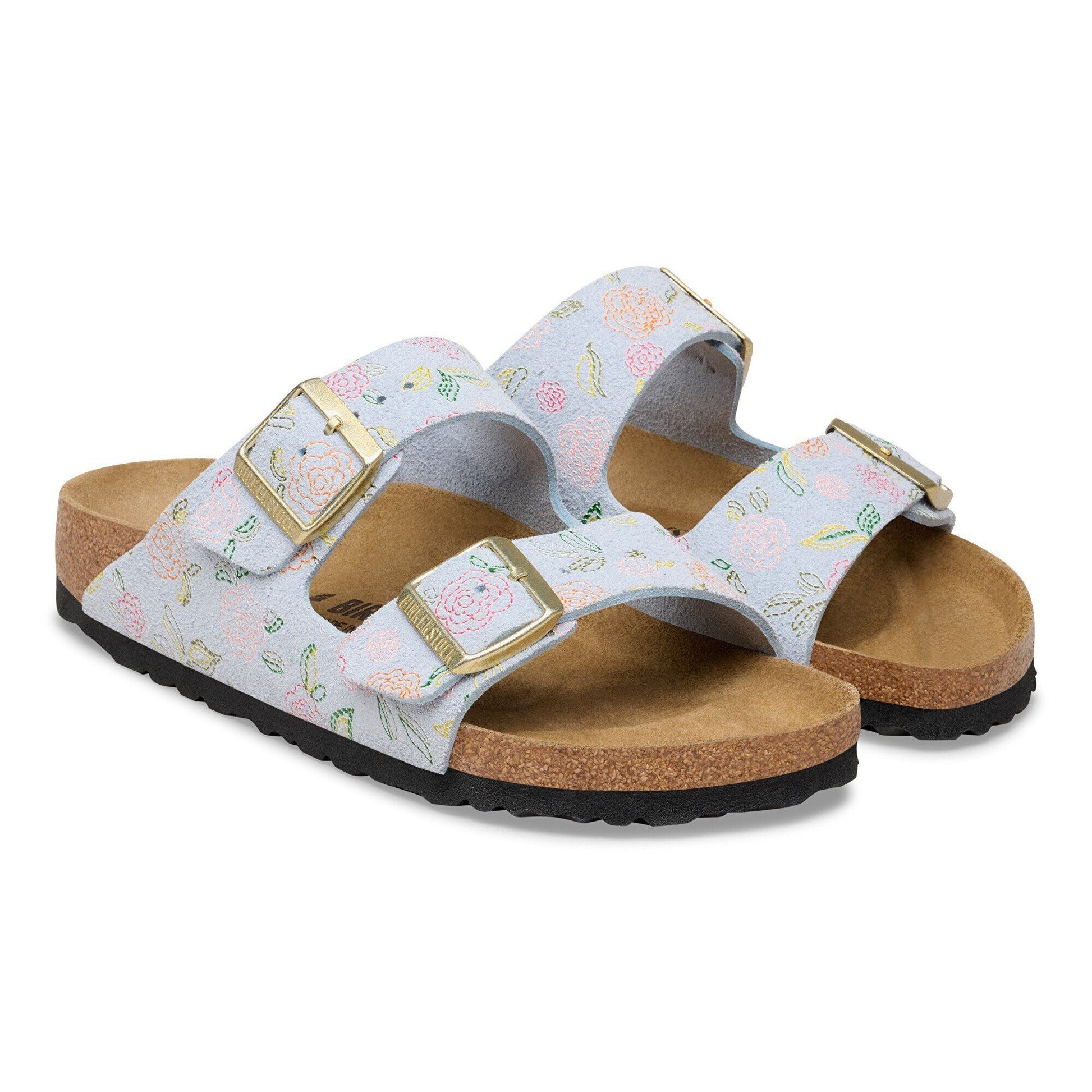 Arizona | Suede | Baby Blue Flower Print - sandals - Birkenstock