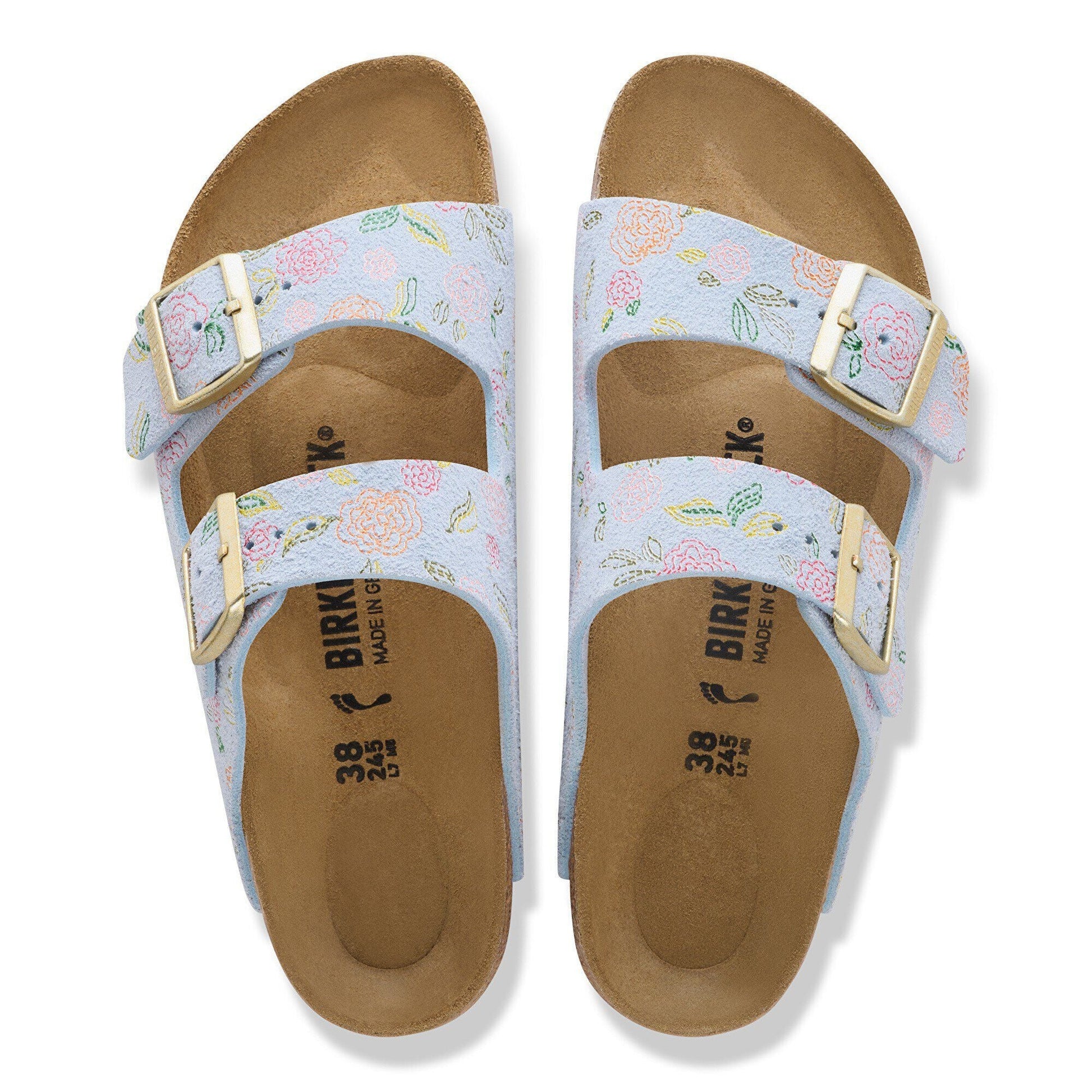 Arizona | Suede | Baby Blue Flower Print - sandals - Birkenstock