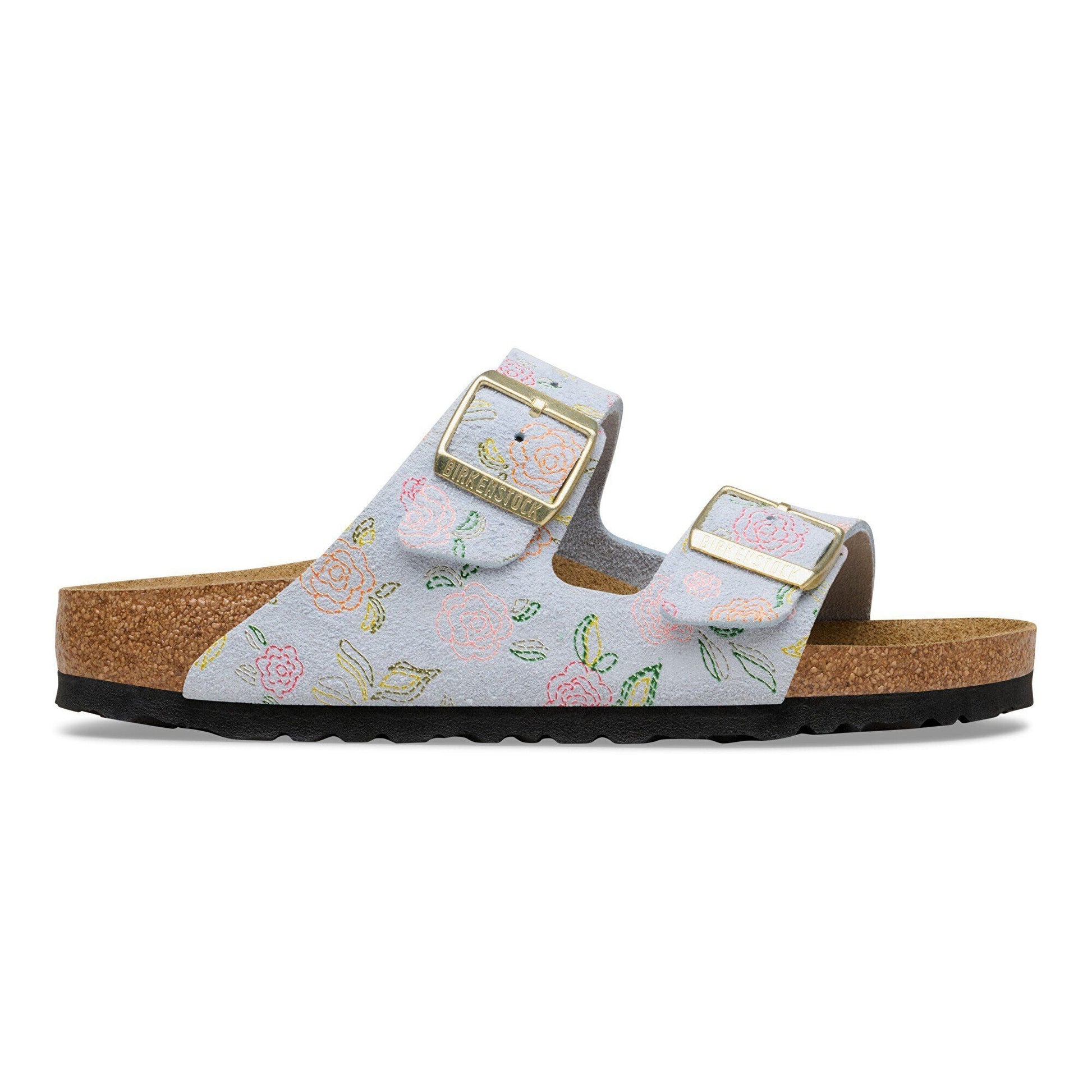 Arizona | Suede | Baby Blue Flower Print - sandals - Birkenstock
