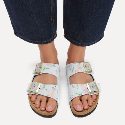 Arizona | Suede | Baby Blue Flower Print - sandals - Birkenstock