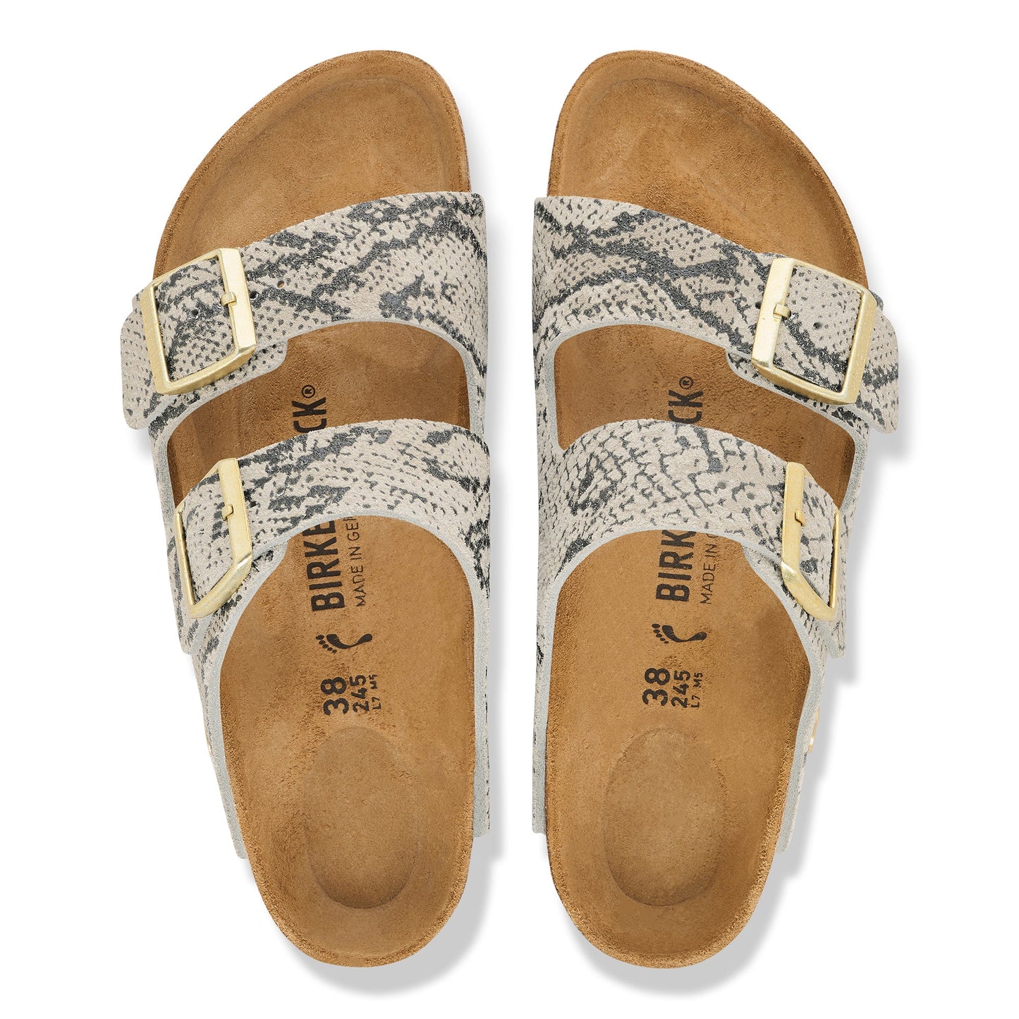 Arizona | Suede | Snake Print Oyster - sandals - Birkenstock