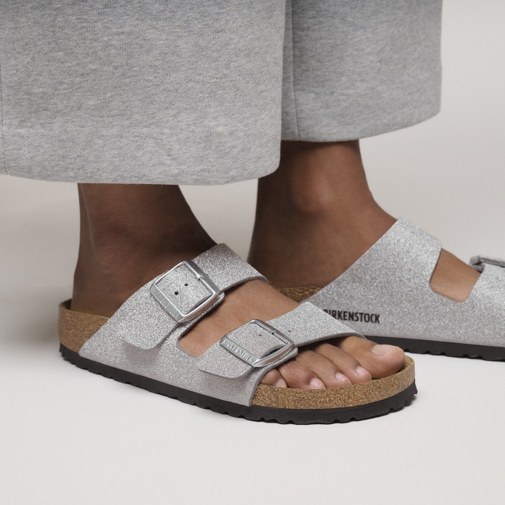 Arizona | Synthetics | Shiny Glitter Silver - sandals - Birkenstock