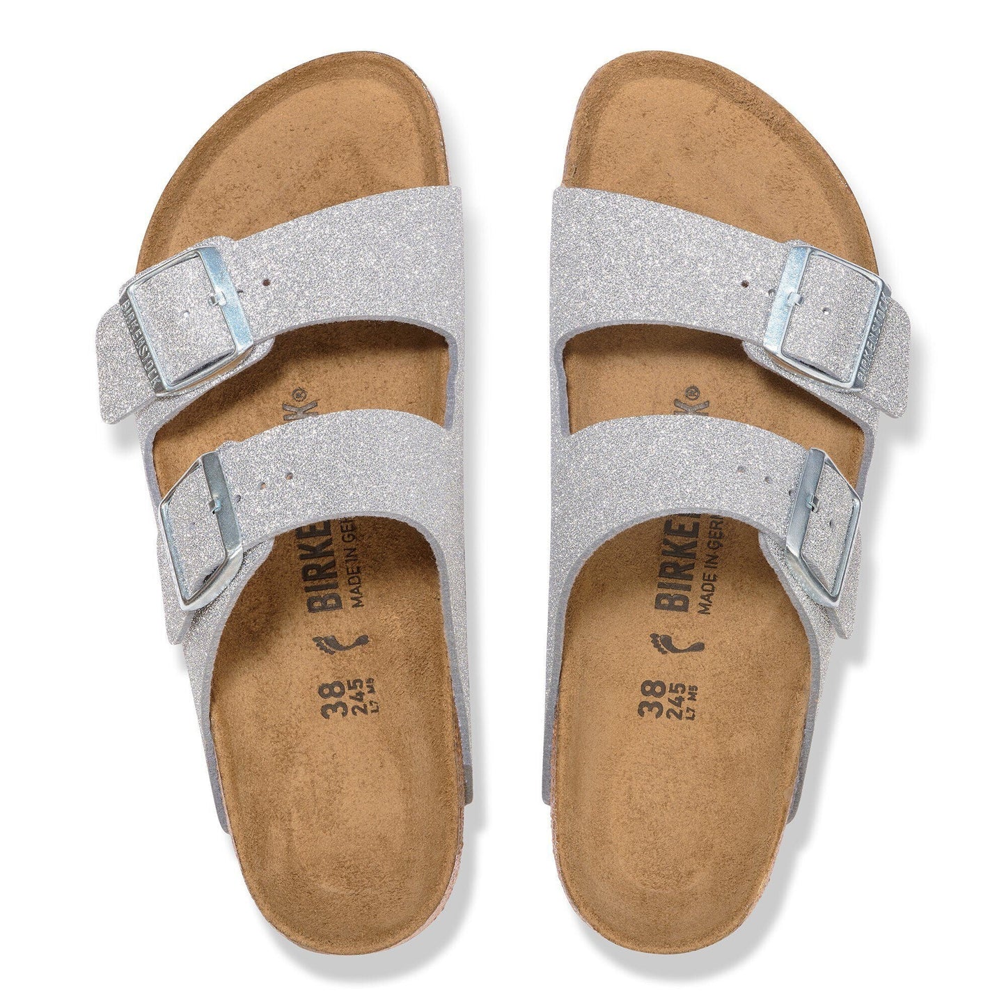 Arizona | Synthetics | Shiny Glitter Silver - sandals - Birkenstock