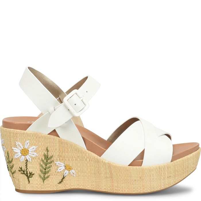 Ava 2.0 | Embroidery/Leather | White - Wedge - Kork - Ease