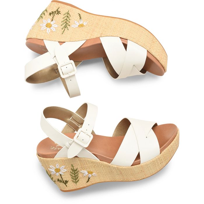 Ava 2.0 | Embroidery/Leather | White - Wedge - Kork - Ease